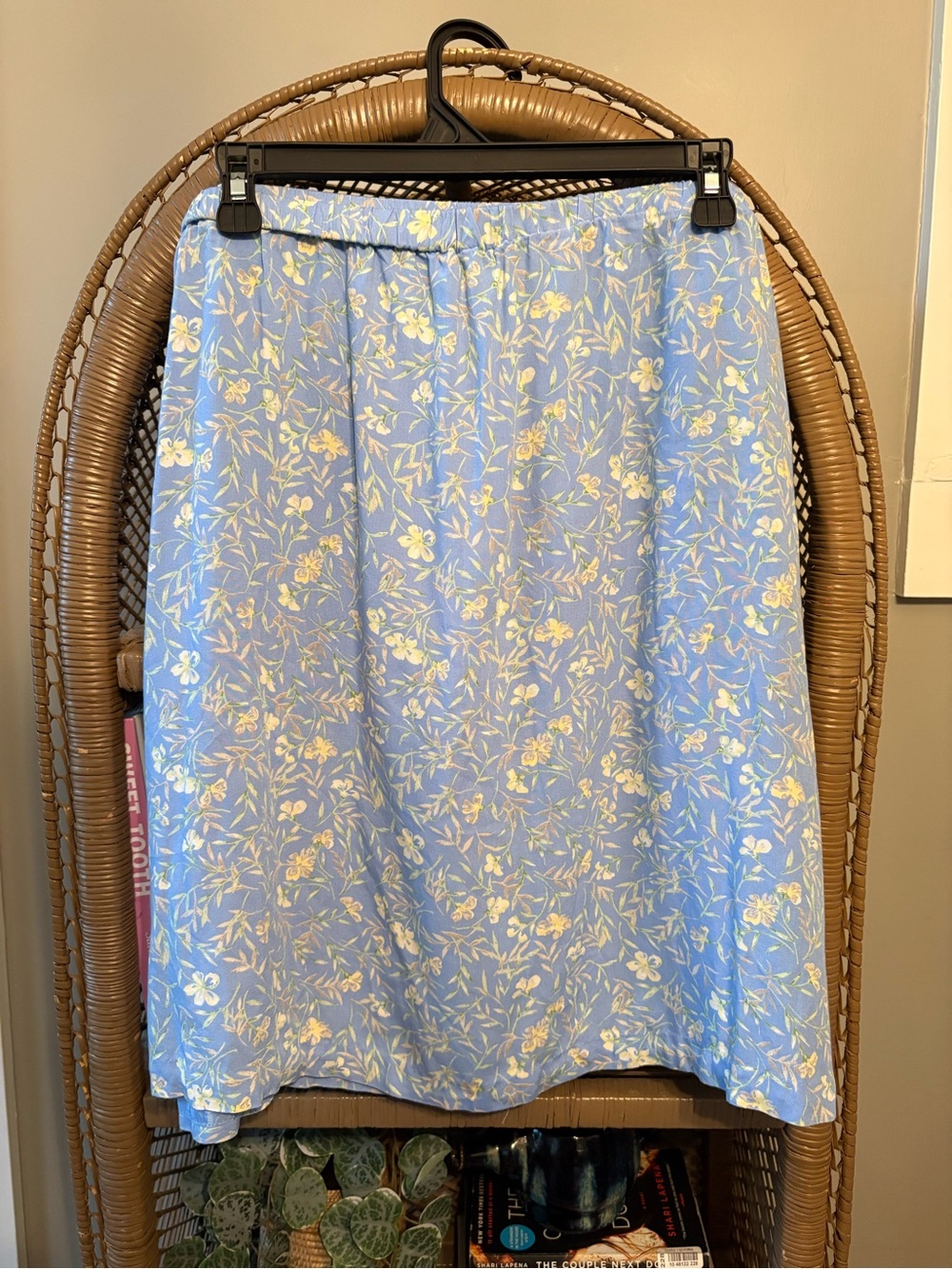 Light Blue Floral Short A-Line Skirt